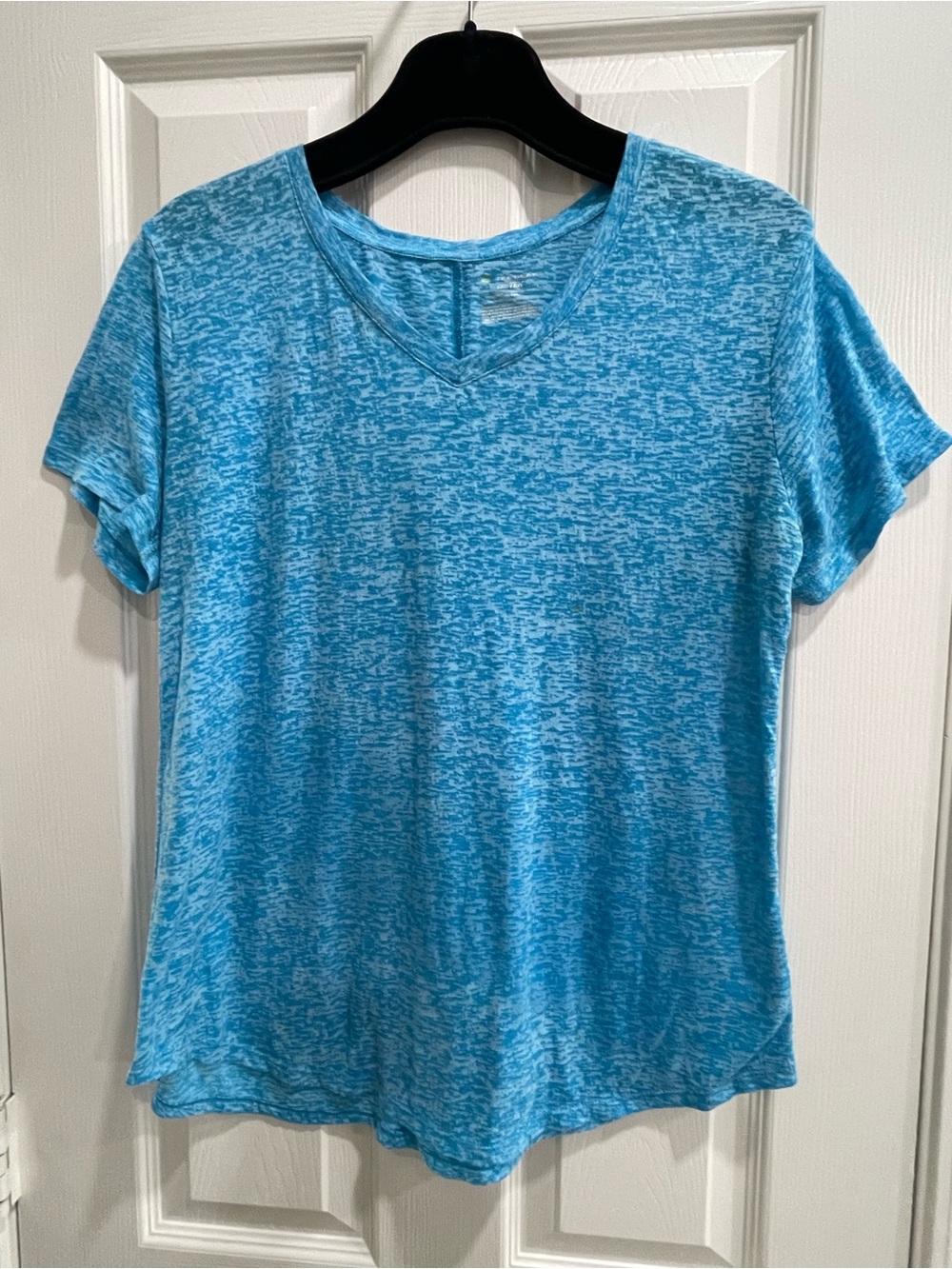 Tech Gear Dry Tech Ladies Light Blue Heathered Short Sleeve Shirt SZ L Comfy T